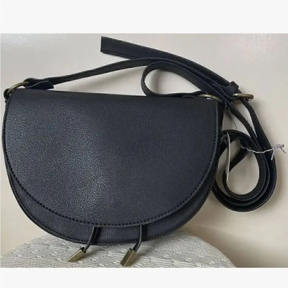 Falls Creek Women's Black Faux Leather Small Flap Crossbody Purse
